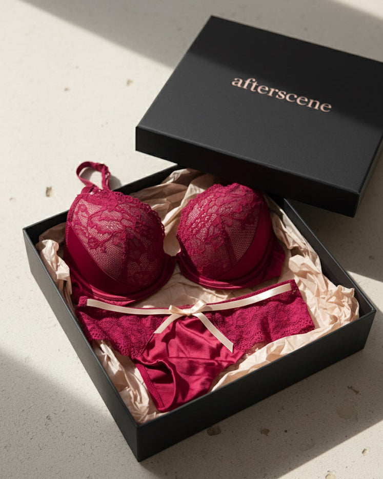 Ensemble “Rouge Élixir” porté par Bethy – Pièce unique